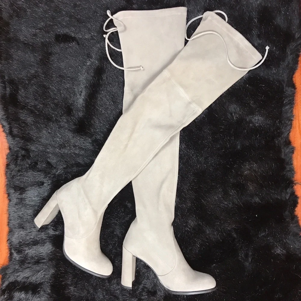 Stuart Weitzman Over-the-Knee Suede Boots in Grey
